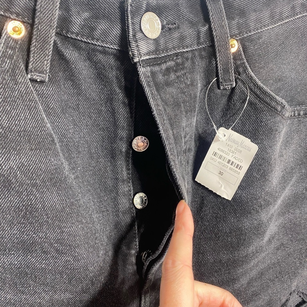 Re/done 70s high rise shorts black denim distressed - Picture 8 of 8